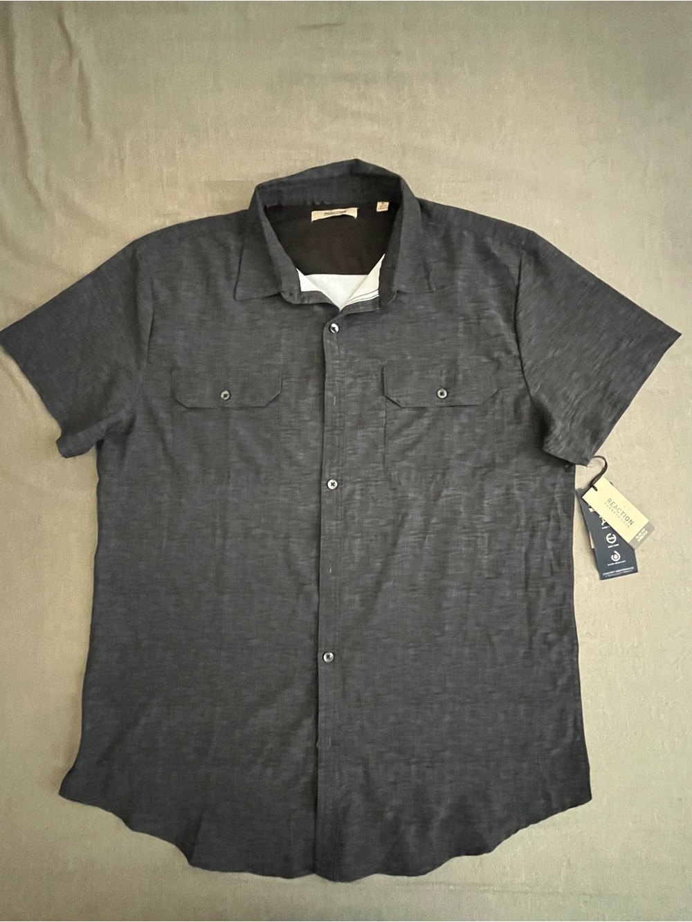 Kenneth Cole Men’s Short-Sleeve Button-Down Shirt Dark Blue